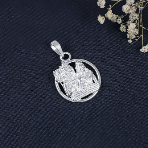 Shiv Shakti Blessings Silver Pendant For Him
