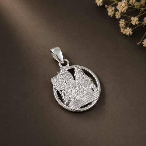 Shiv Shakti Blessings Silver Pendant For Him