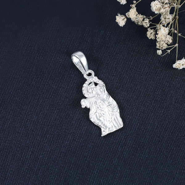 Radha Krishna Flute Silver Pendant
