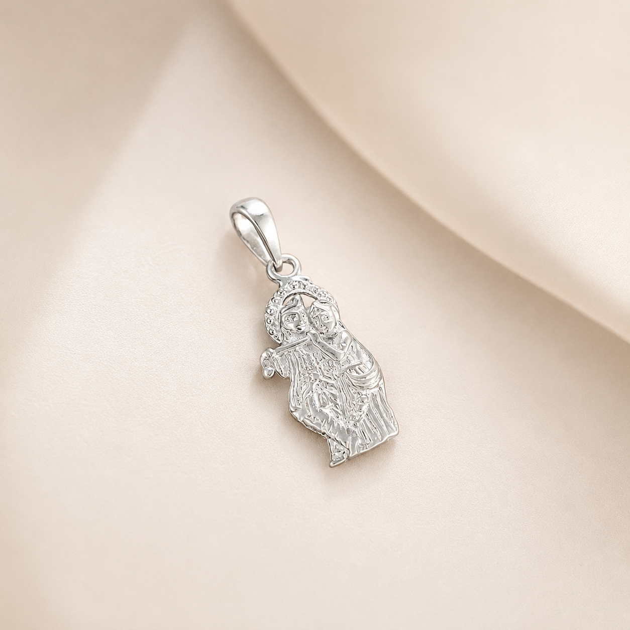 Radha Krishna Flute Silver Pendant