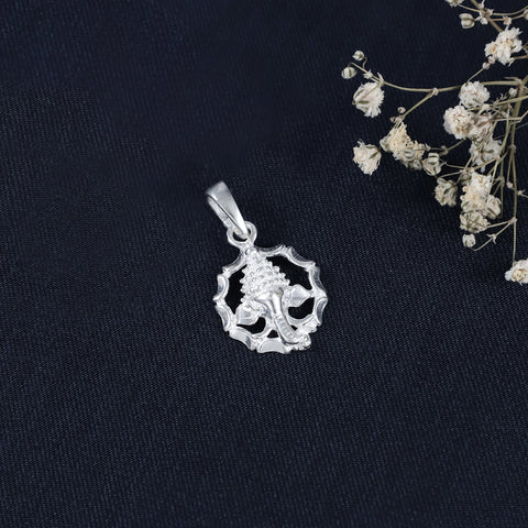 Lord Ganesha Cutwork Design Silver Pendant