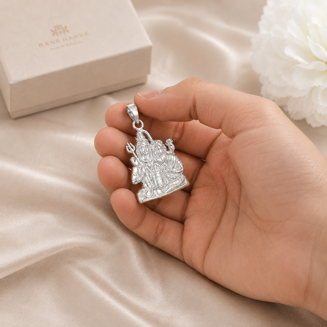 Shiv Shakti Silver Pendant For Him
