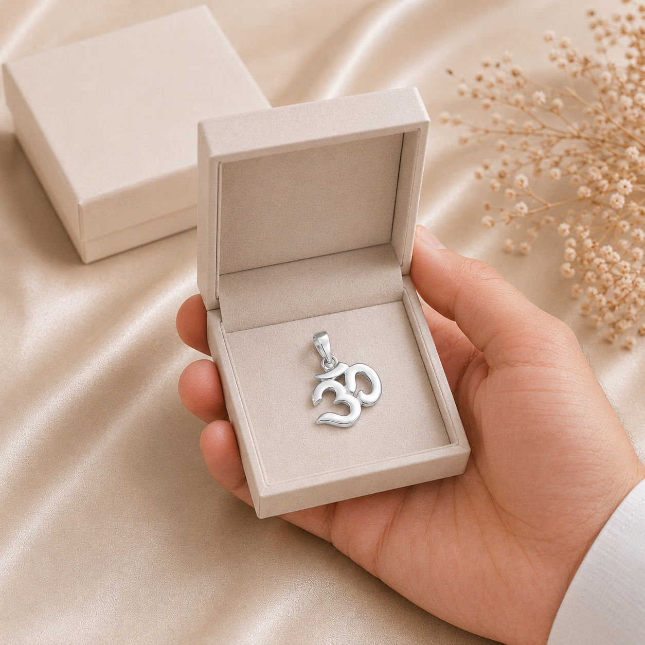 Om Peace Silver Charm Pendant