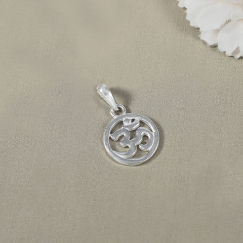 Round Om Silver Pendant For Him
