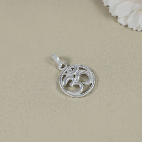 Om Cutwork Silver Pendant For Him