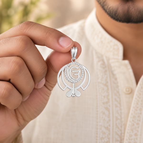 Ek Onkar Charm Silver Pendant For Him