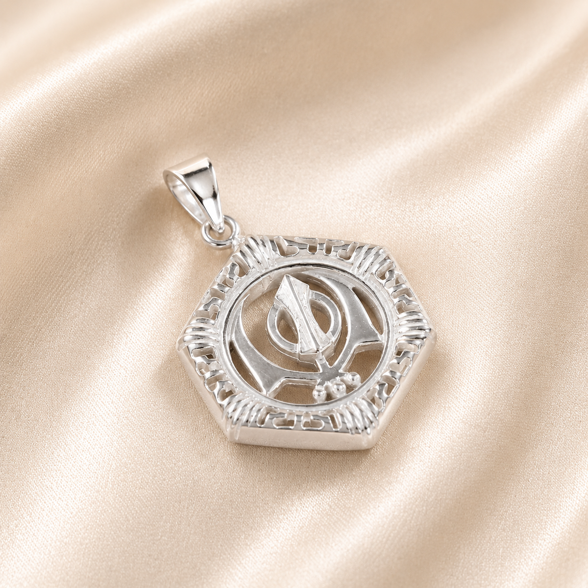 Sikh Khanda Silver Pendant For Him