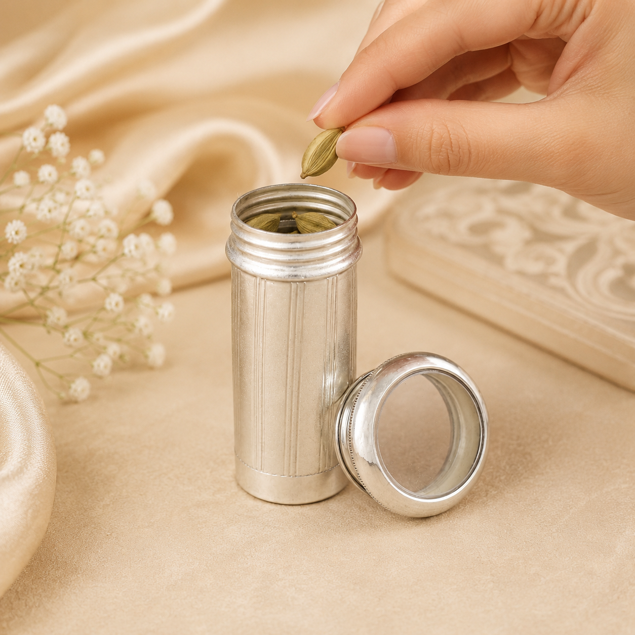 Elegant Stripe Silver Box