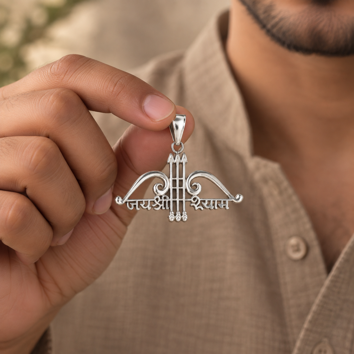 Jai Shri Ram Silver Pendant For Him