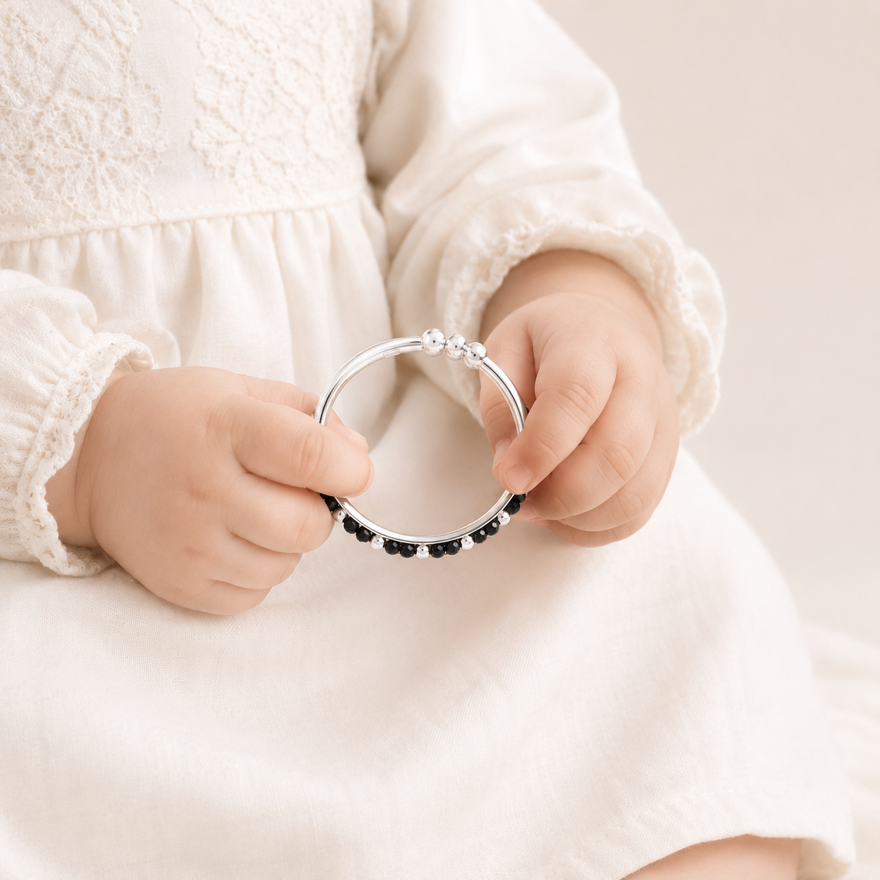 Shine Silver Nazariya Bangles  For Kids