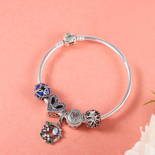 Sparkling Heart Silver Bracelet