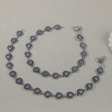 Yashvi Timeless Heart Silver Anklets