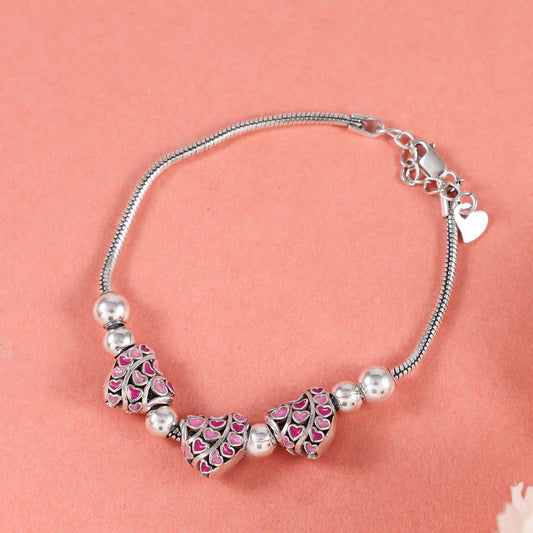 Stylish Charm Silver Bracelet