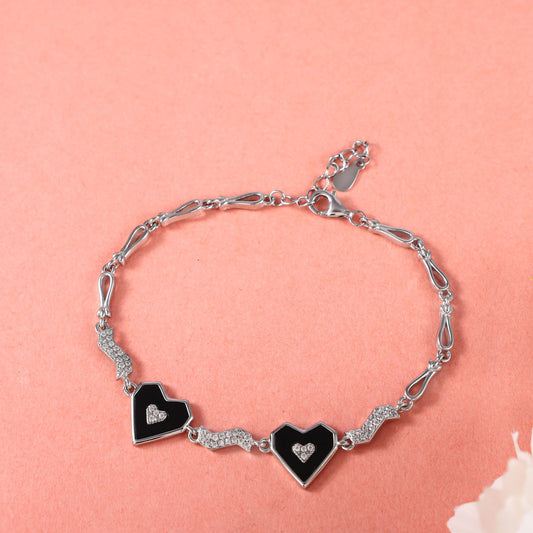 Heart Stone Silver Bracelet
