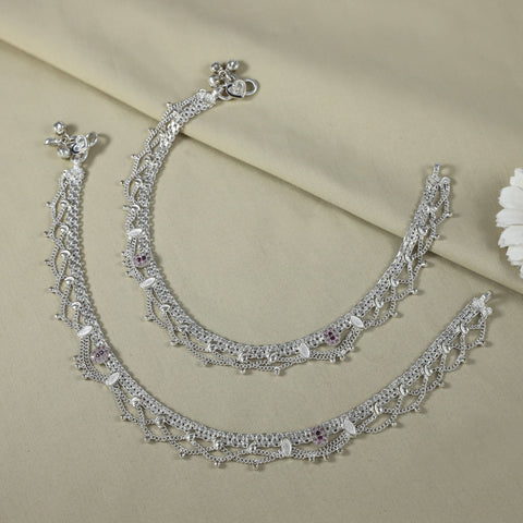 Ankita Ghungroo Chain Silver Anklets