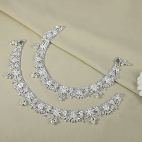 Trisha Ethnic Bridal Silver Anklets