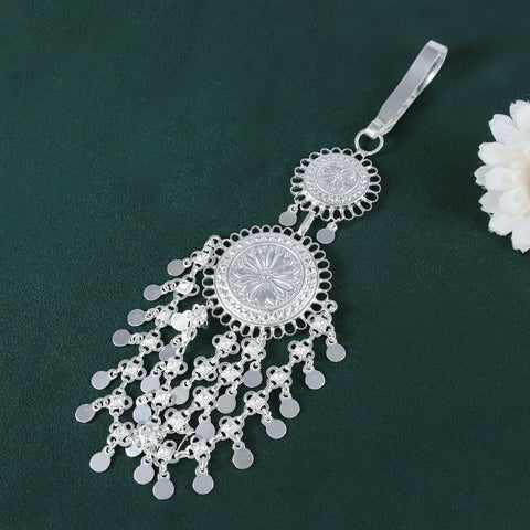 Floral Coin Silver Waist Key Ring