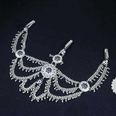 Ethnic Lotus Silver Waist Chain