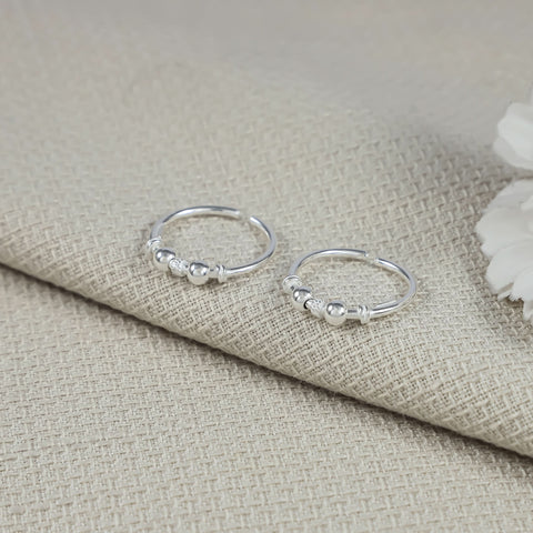 Simple Pearl Style Silver Toe Rings
