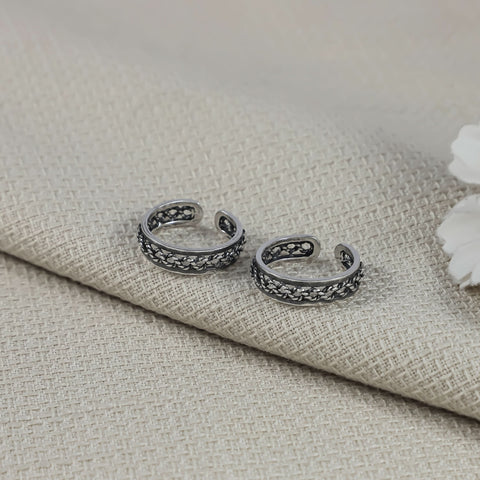 Antique Leaf Silver Toe Rings