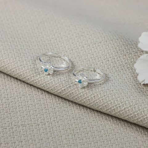 Blue Blossom Silver Toe Rings
