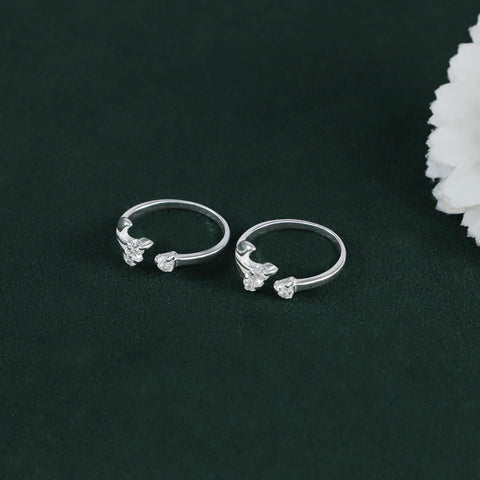 Mini Blossom Glow Silver Toe Rings
