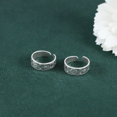 Star Bloom Band Silver Toe Rings