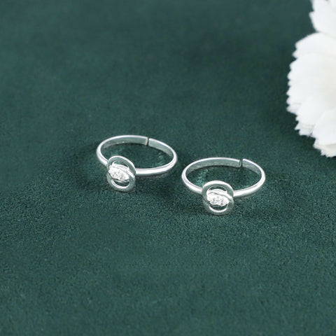 Crystal Halo Charm Silver Toe Rings