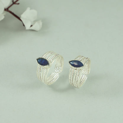 Bhaama Blue Silver Toe Ring