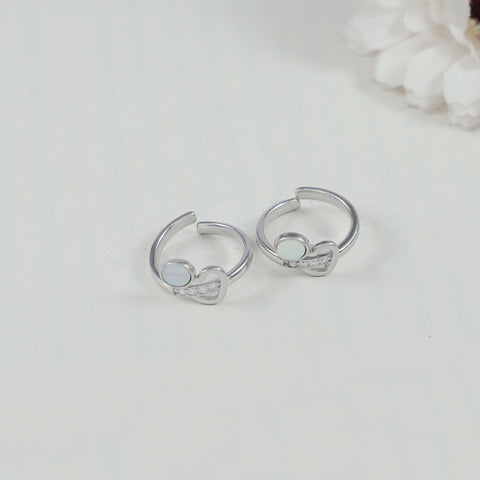 Heart Charm Silver Toe Rings