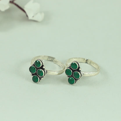 Gabriella Green Silver Toe Rings