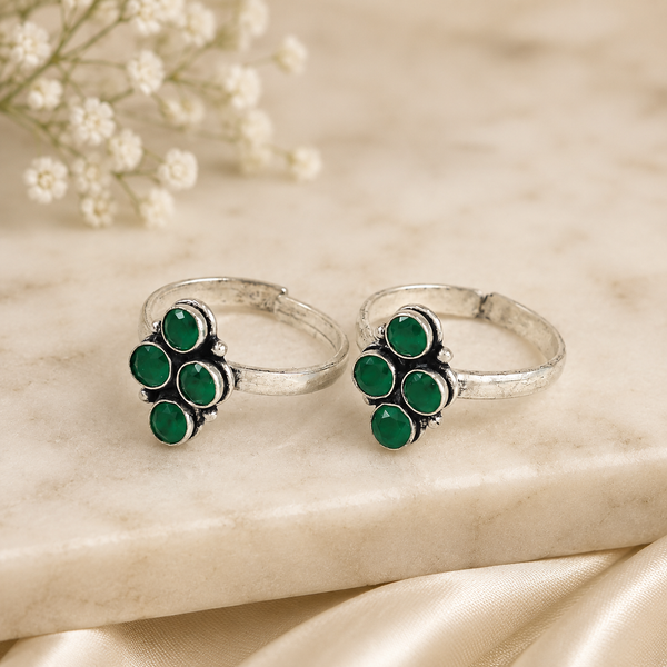 Gabriella Green Silver Toe Rings