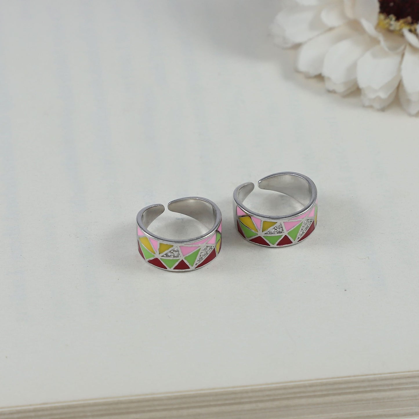 Reem Colour Prism Silver Toe Rings