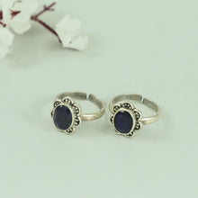 Fleura Blue Silver Floral Toe Rings