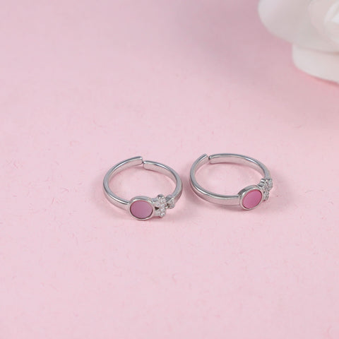 Esha Rose Petal Shine Silver Toe Rings