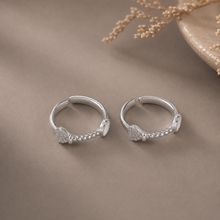 Aashi Heart Studded Bead Design Silver Toe Rings