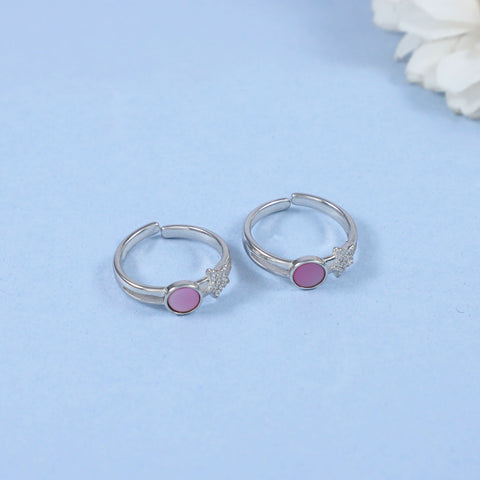 Mohini Delicate Blush Beauty Silver Toe Rings