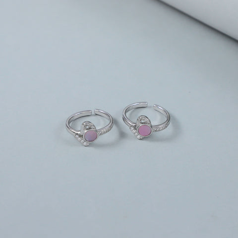 Uma Modern Blush Accent Silver Toe Rings