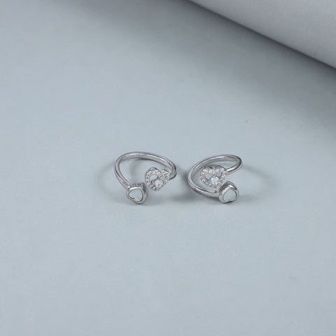 Varsha Minimal Heart Glow Silver Toe Rings
