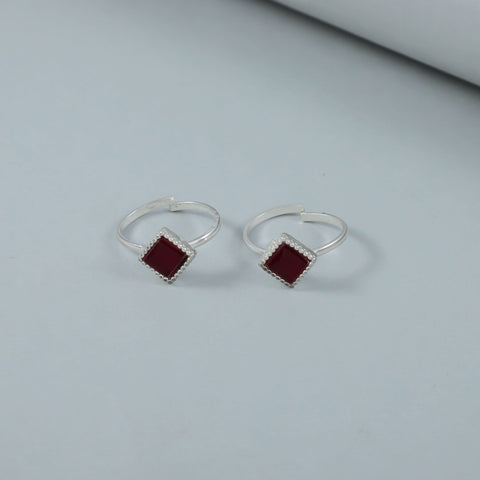 Simple Square Glow Silver Toe Rings