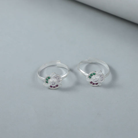 Reena Petite Floral  Silver Toe Rings