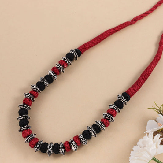 Thread Silver Tokri Necklace