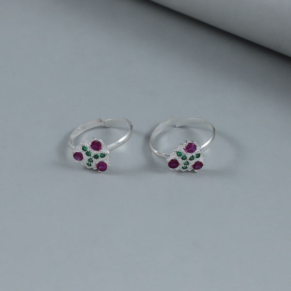 Reya Floral Design Silver Toe Rings