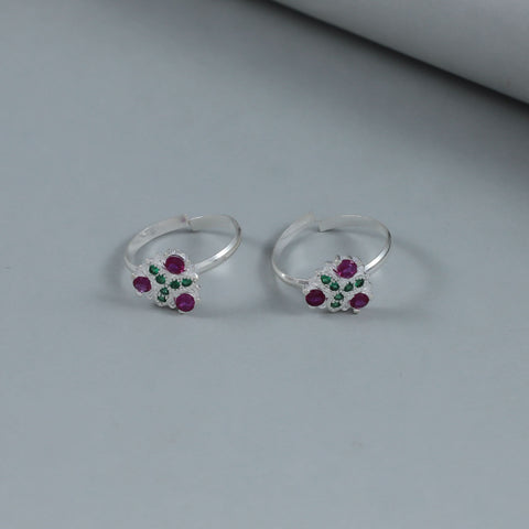 Reya Floral Design Silver Toe Rings