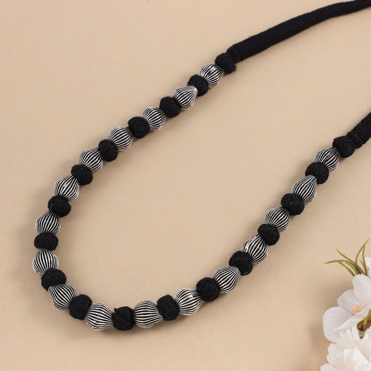 Riya Silver Black Brass Beads Necklace
