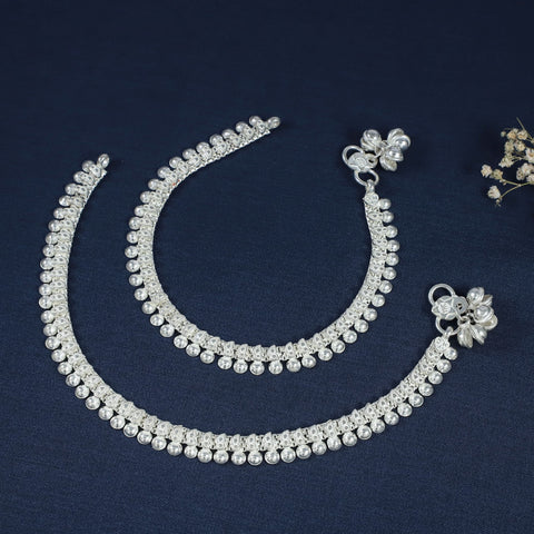 Jaya Classic Ghungroo Silver Anklets
