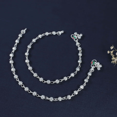 Rasika Bead Silver Anklets