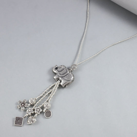 Aarna Silver Chain  With   Elephant  Pendant