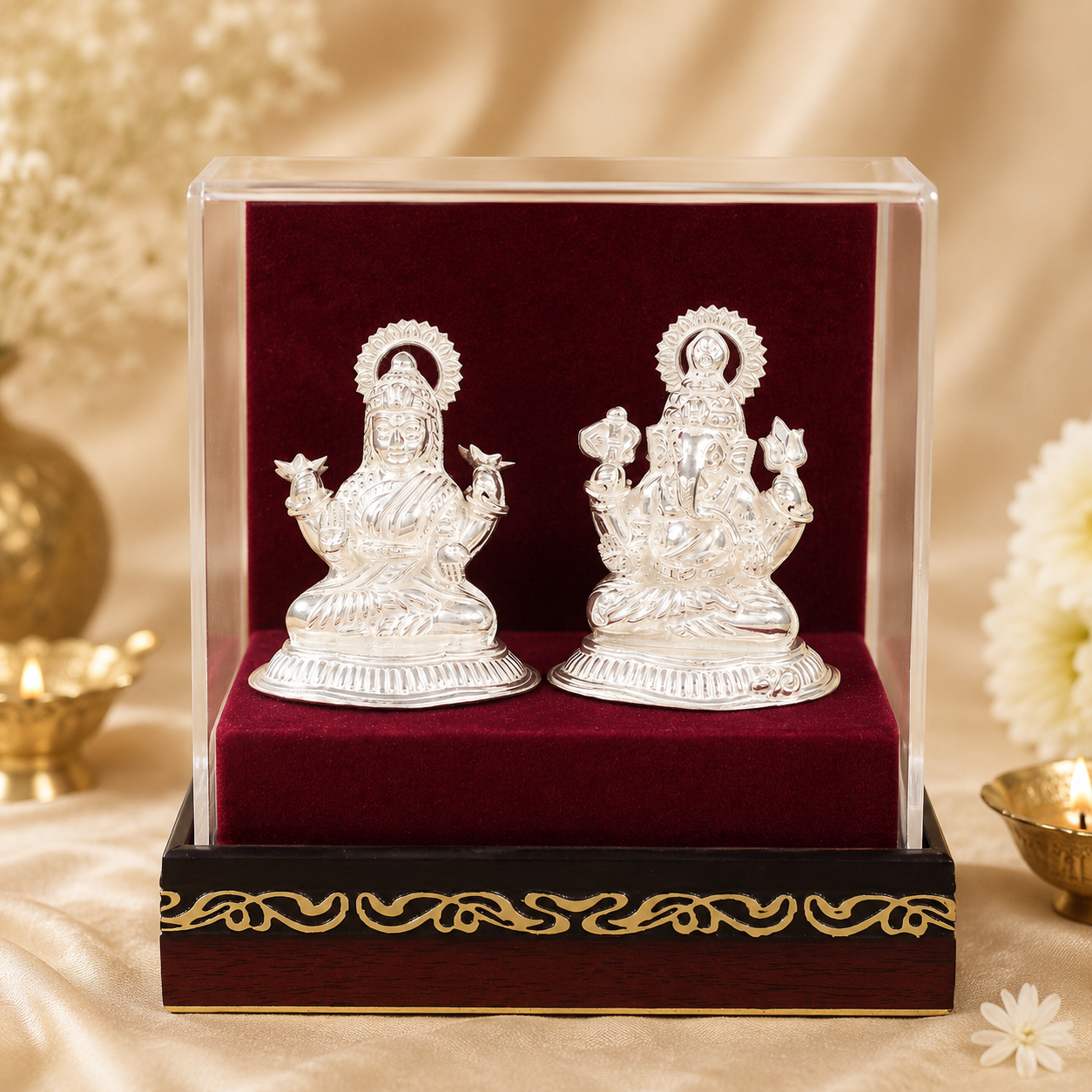 Blessed Lakshmi Ganesh Silver Idol