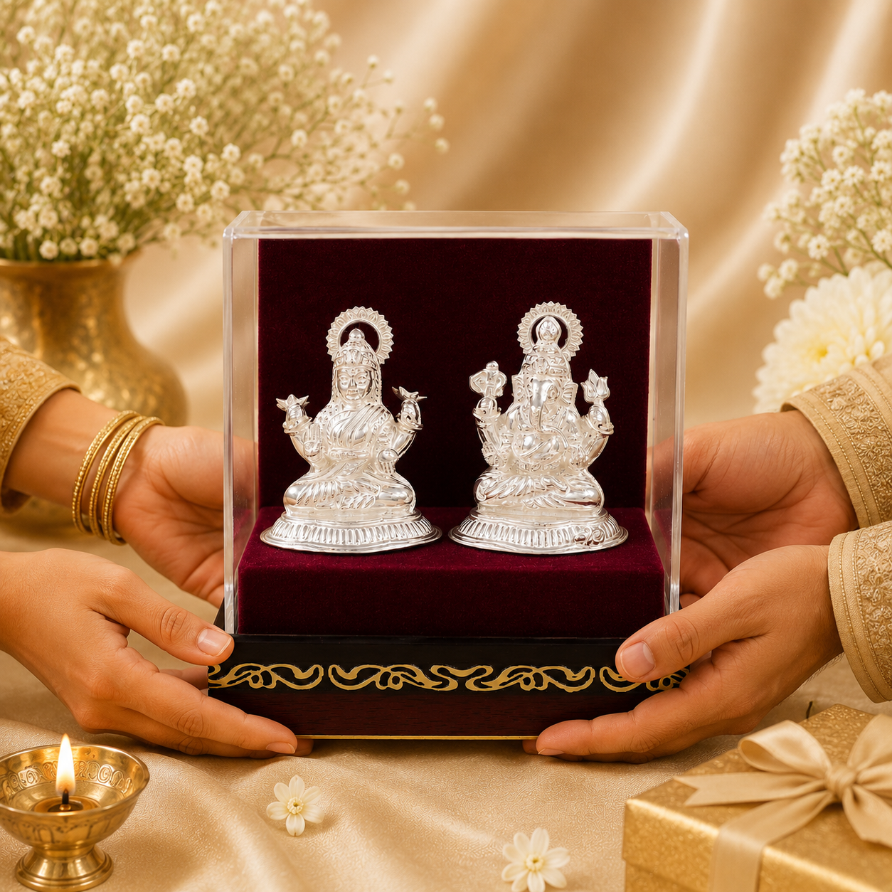 Blessed Lakshmi Ganesh Silver Idol
